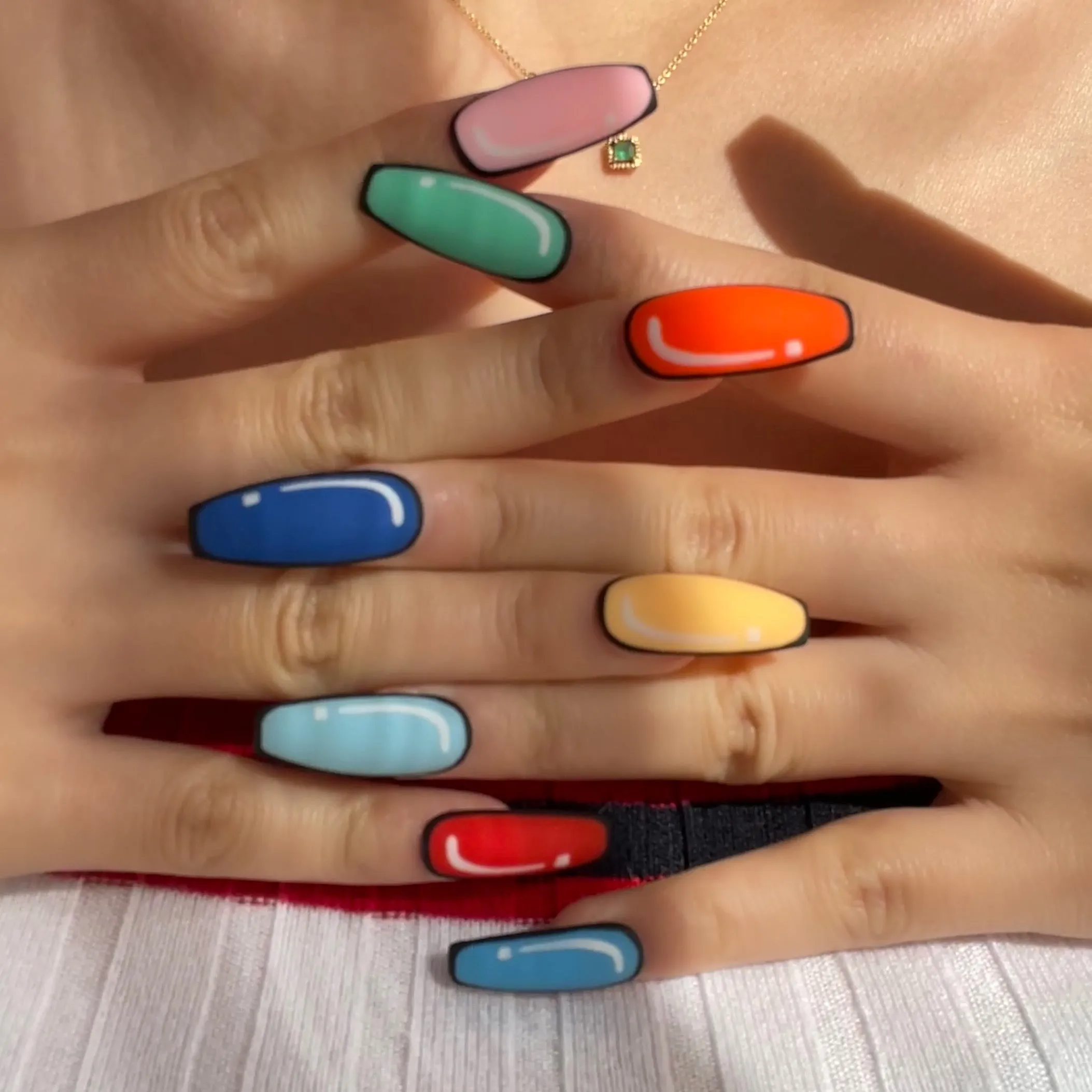 03 "They Are Real" Hot Ins 2D Comic Book Rainbow Custom Press on Nails