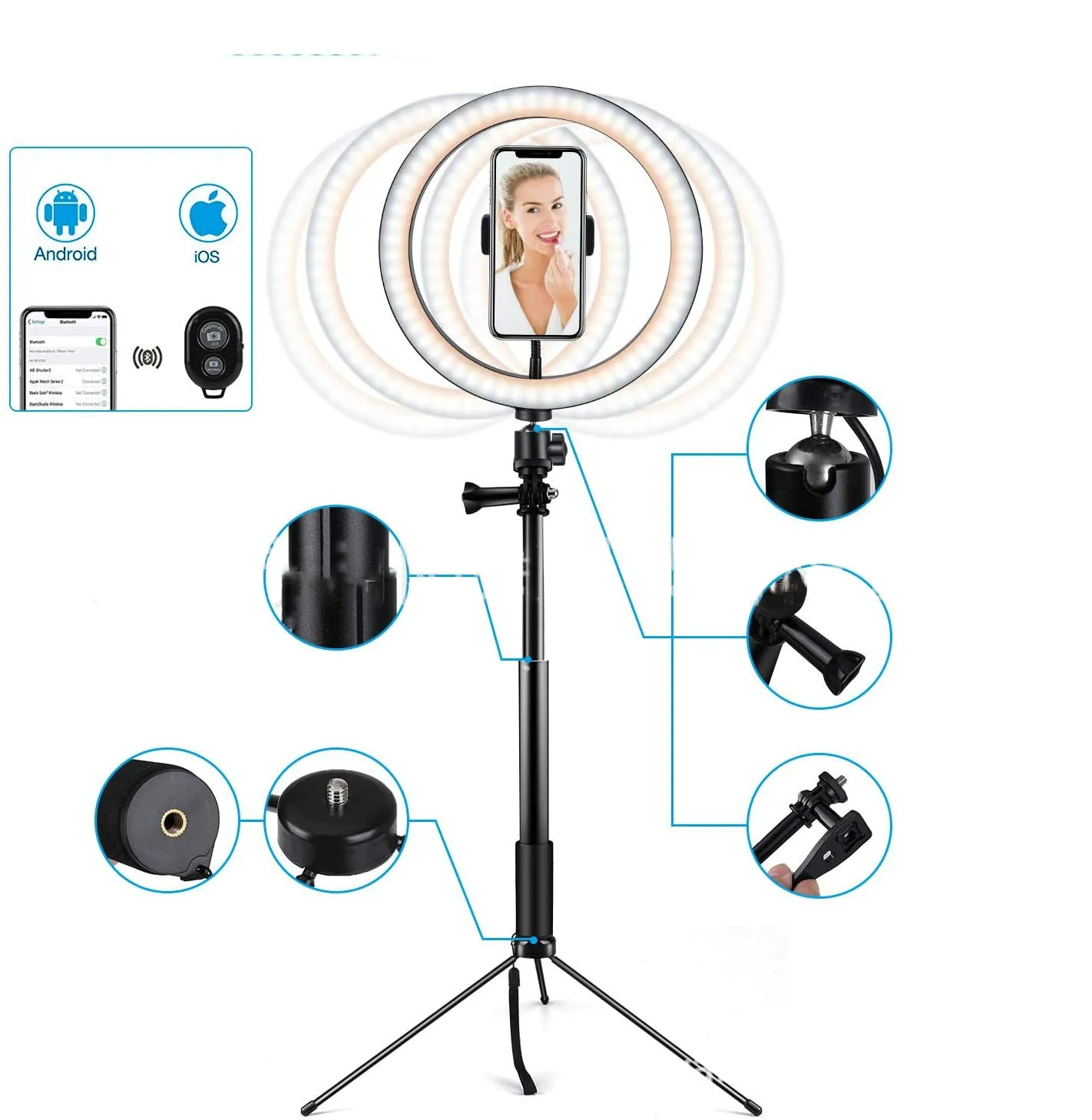 10 LED Ring Light Lamp Selfie Tripod Stand