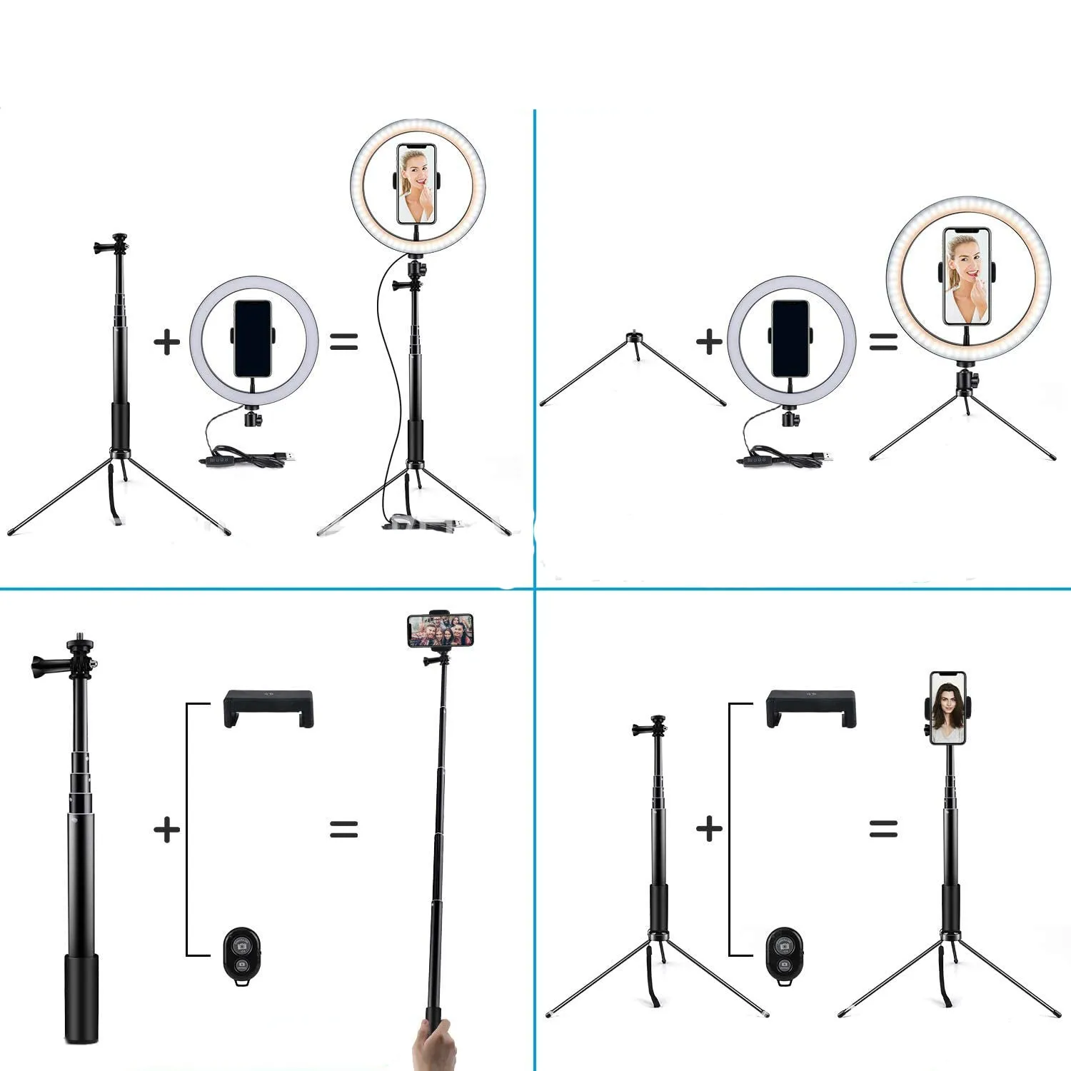 10 LED Ring Light Lamp Selfie Tripod Stand