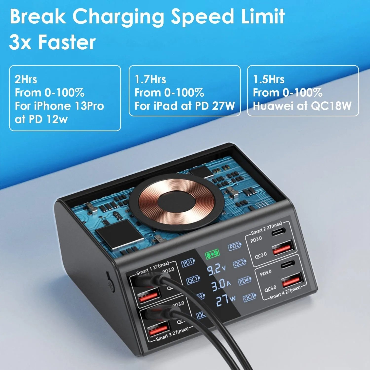 100W USB Charging Station 8-Port Charging Hub