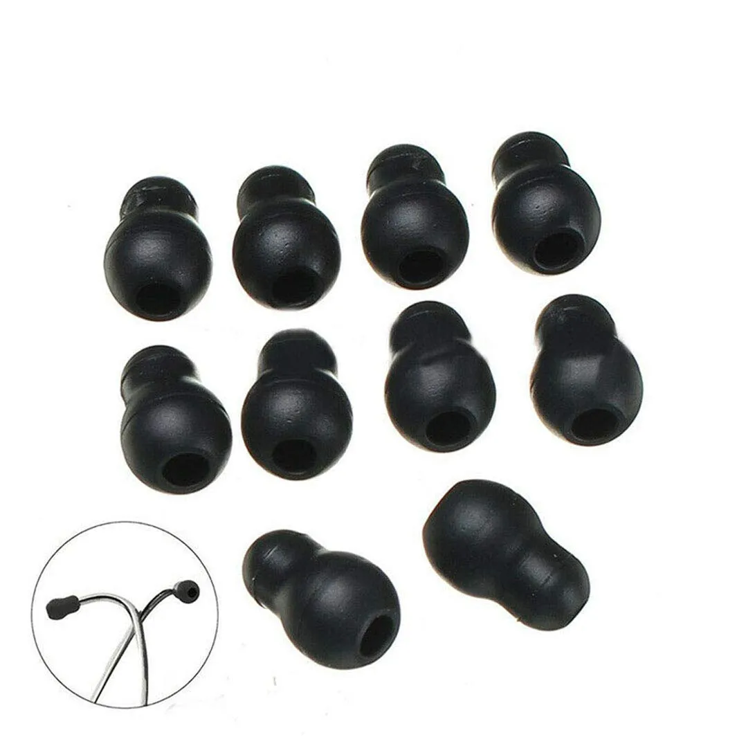 10Pcs Super Soft Earbud Eartips Earpieces Replacement for Littmann Stethoscope Silicone Black