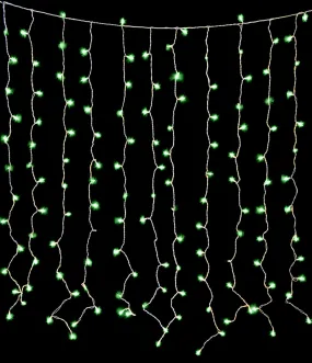 150 Green Incandescent Light Curtain with 1/4 Clear Twinkle Bulbs