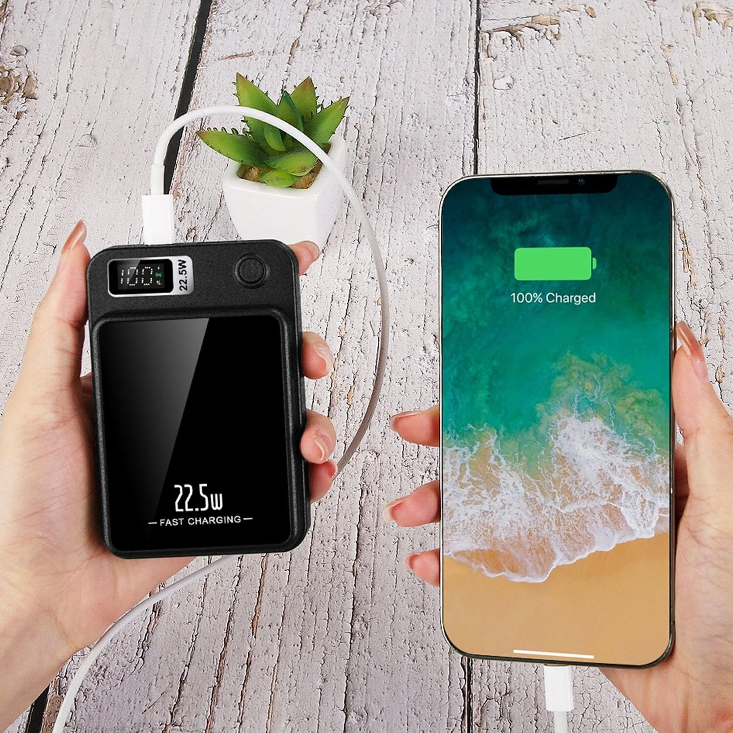 2-in-1 Magnetic Wireless Power Bank 10000mAh PD20W Fast Charger Mag Safe