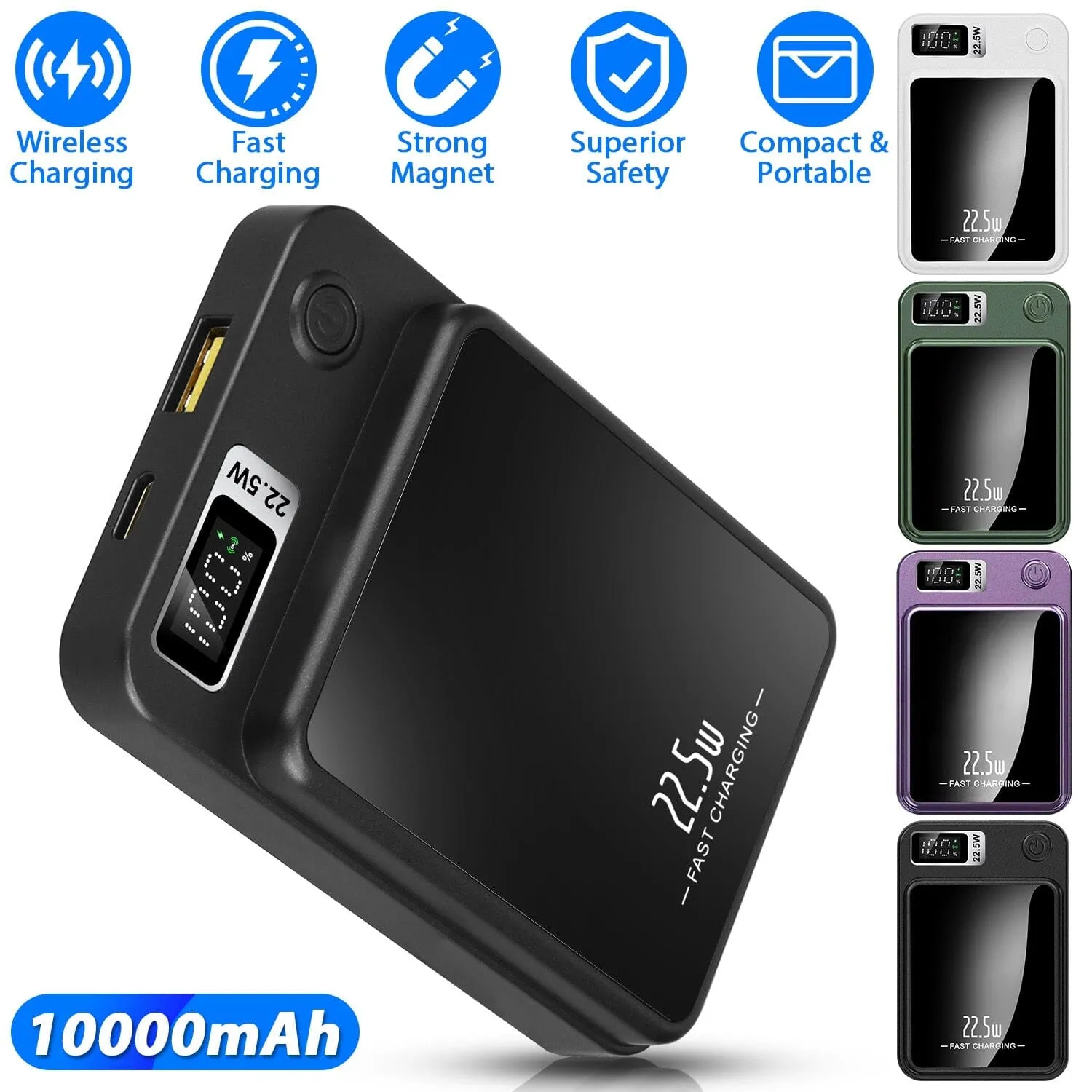 2-in-1 Magnetic Wireless Power Bank 10000mAh PD20W Fast Charger Mag Safe