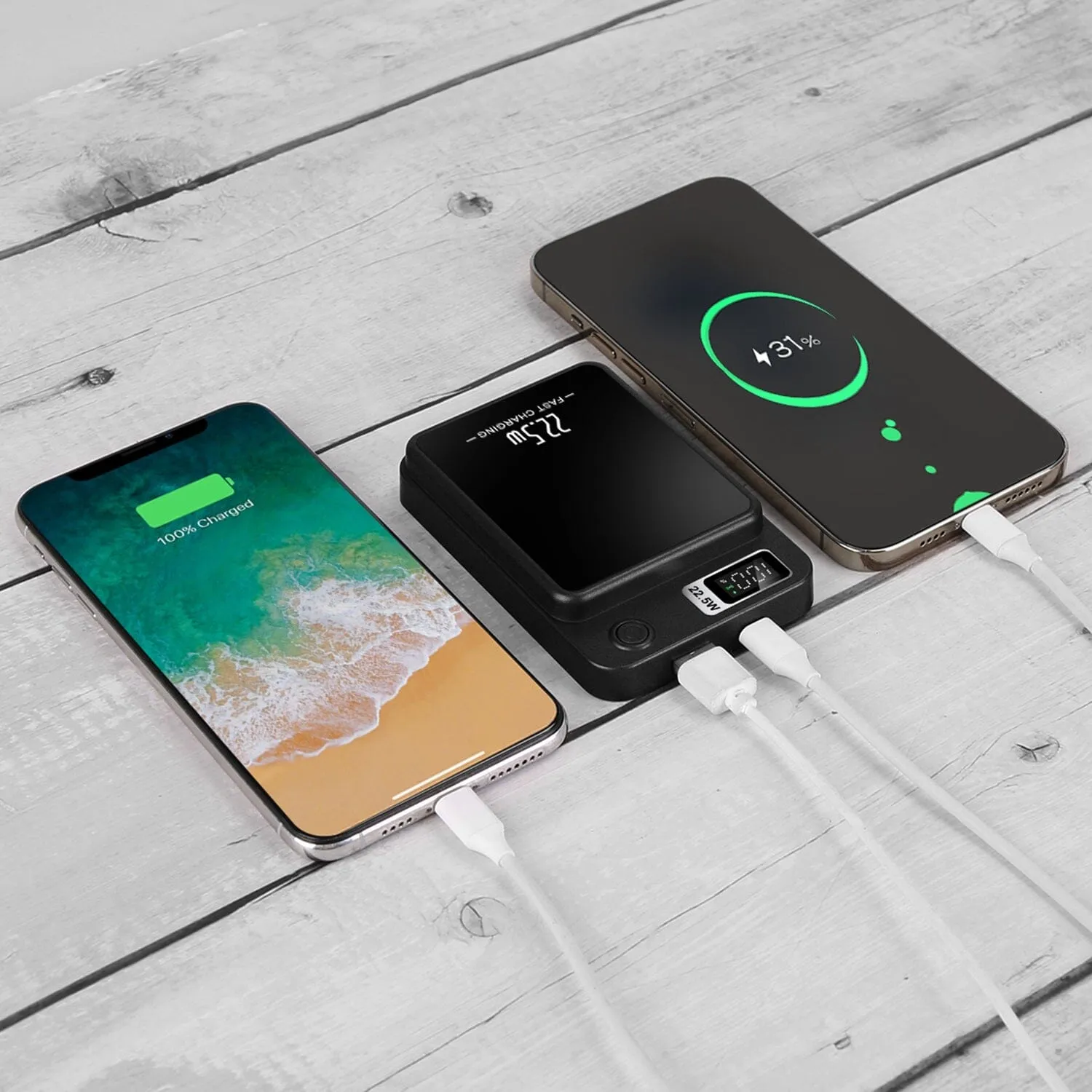 2-in-1 Magnetic Wireless Power Bank 10000mAh PD20W Fast Charger Mag Safe