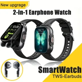 2-in-1 Smart Watch   Earbuds - Silicone Stainless Steel