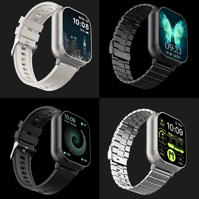2-in-1 Smart Watch   Earbuds - Silicone Stainless Steel