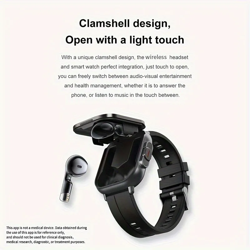 2-in-1 Smart Watch   Earbuds - Silicone Stainless Steel