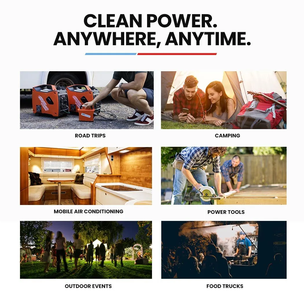 2 x 2200W Portable Power Generators, Parallel Kit - GenPower