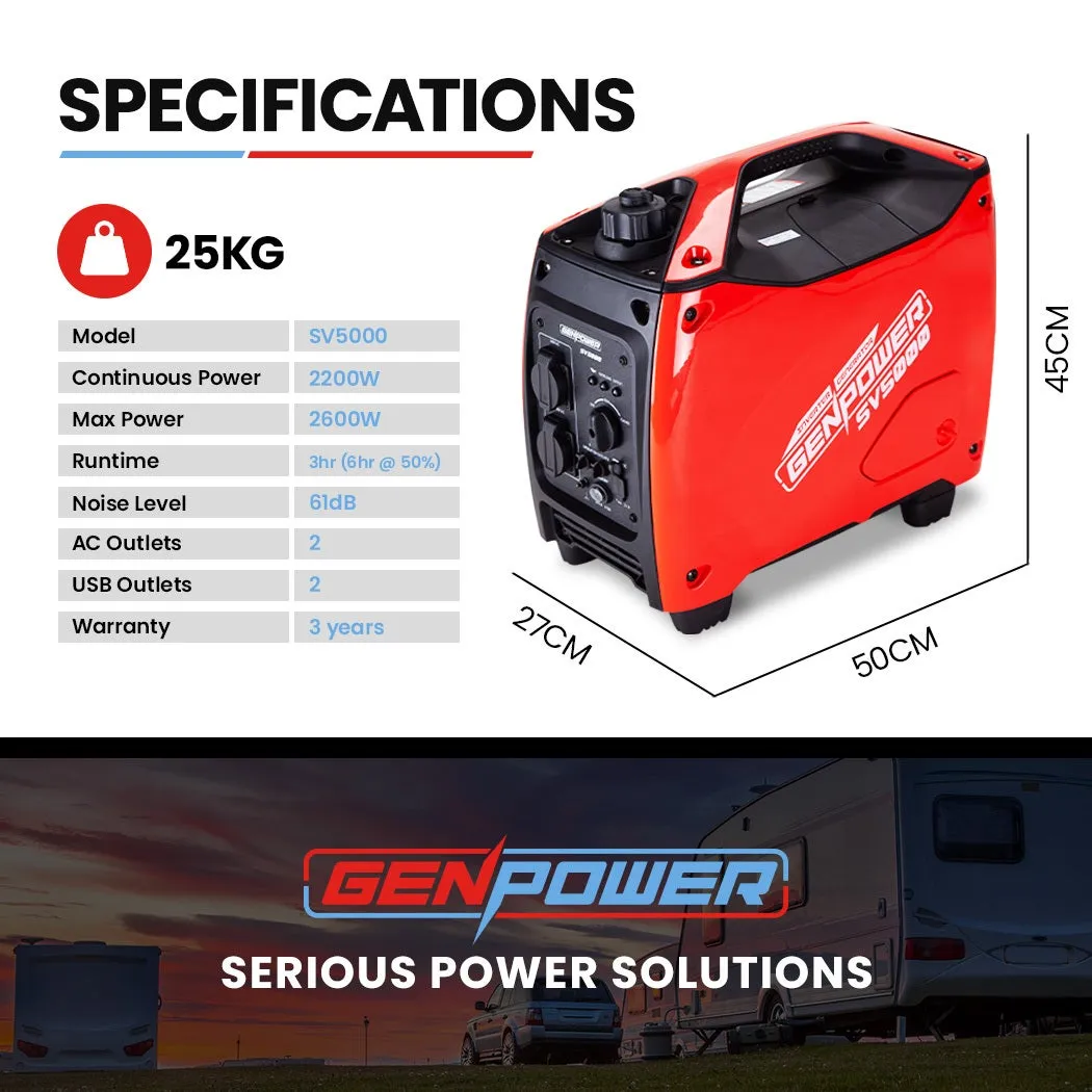 2 x 2200W Portable Power Generators, Parallel Kit - GenPower