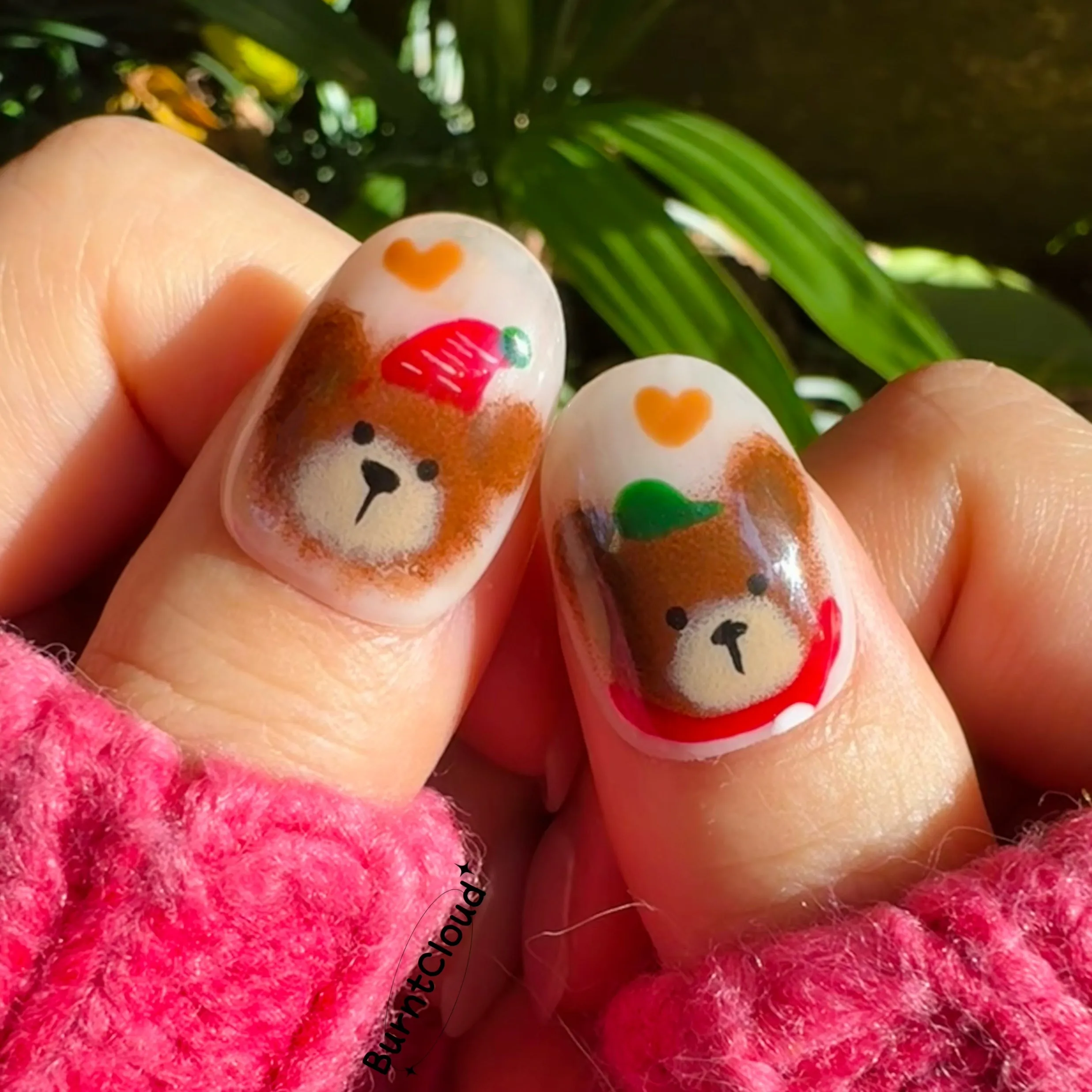 231  "Cuddly Bears" Cute Brown Plaid Custom Press on Nails