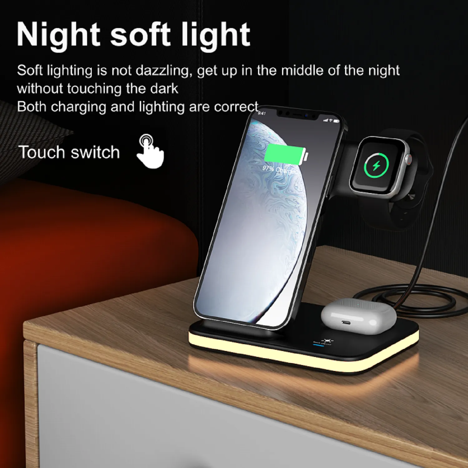 4-in-1 Wireless Charging Stand With Night Light