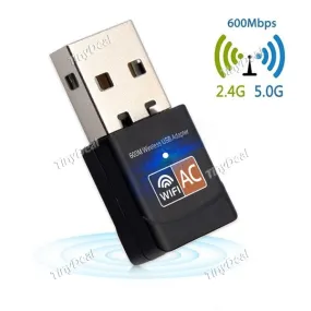 600Mbps USB WiFi Adapter 2.4GHz(150Mbps) 5GHz(433Mbps) Mini Wireless Network Adapter for Win XP/7/8/10 Mac OS