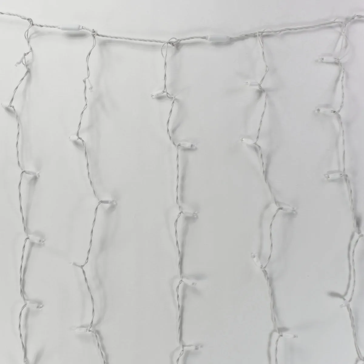 8-foot LED Curtain Lights Pure White on White Wire