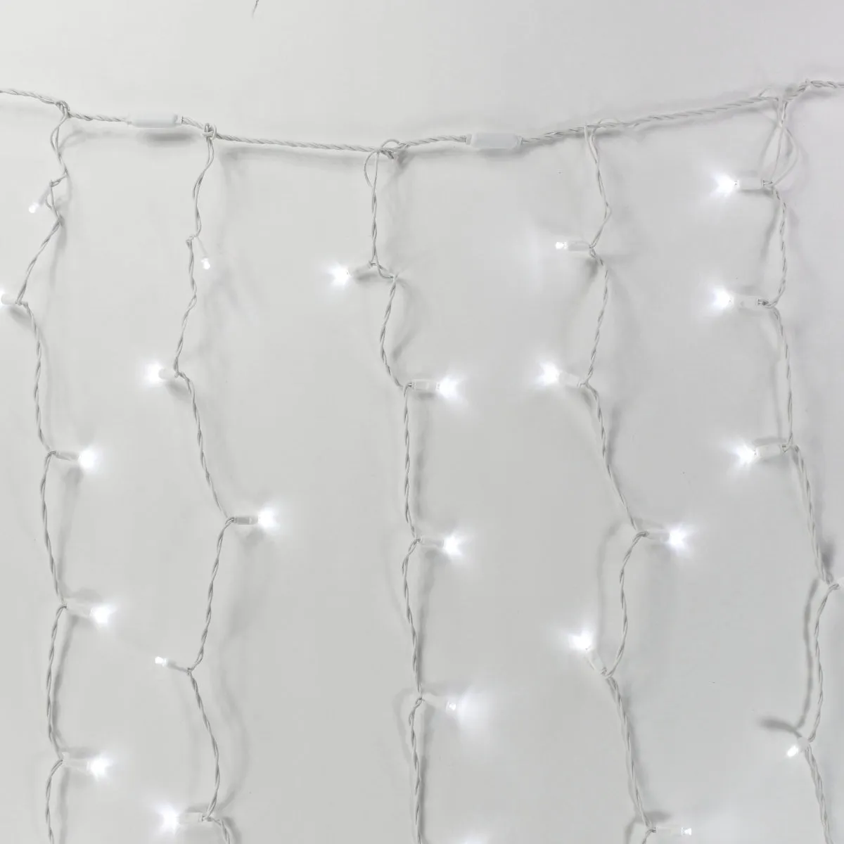 8-foot LED Curtain Lights Pure White on White Wire