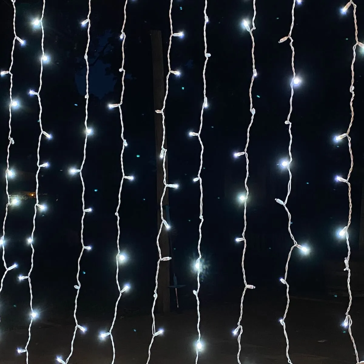 8-foot LED Curtain Lights Pure White on White Wire