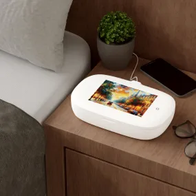 A lively evening on the city street UV Phone Sanitizer and Wireless Charging Pad