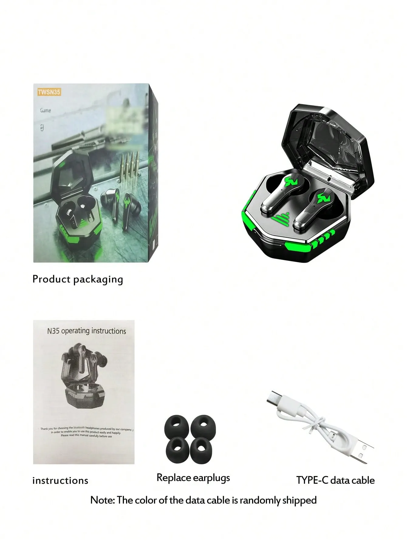 Active Noise Cancellation Half-ear Wireless Earbuds