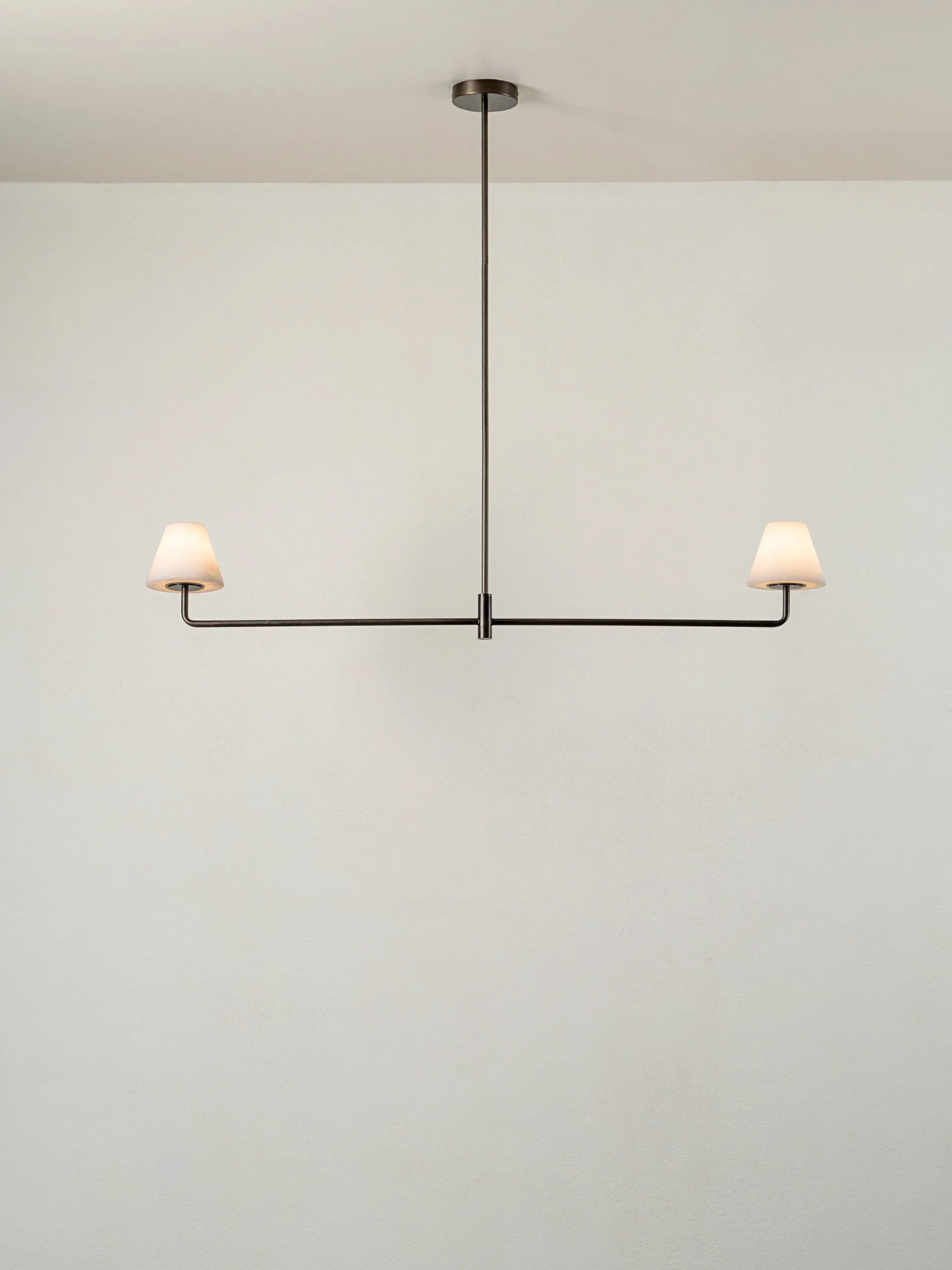 Alba - 2 light alabaster and bronze bar ceiling pendant