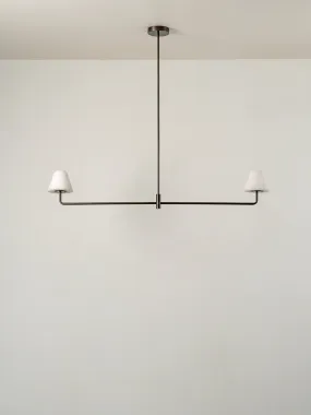 Alba - 2 light alabaster and bronze bar ceiling pendant