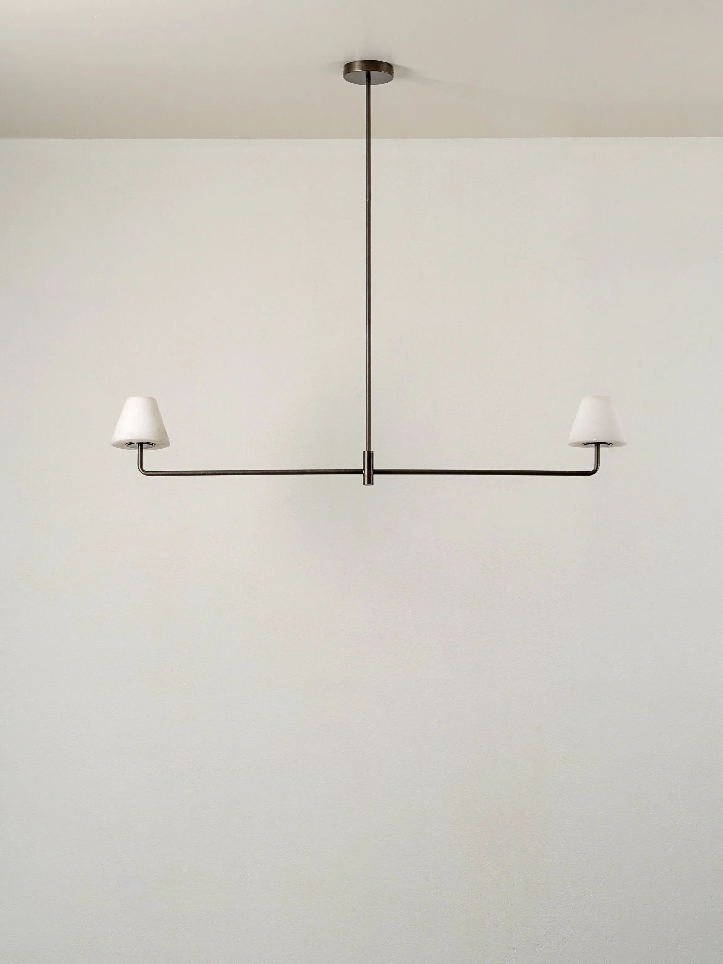 Alba - 2 light alabaster and bronze bar ceiling pendant