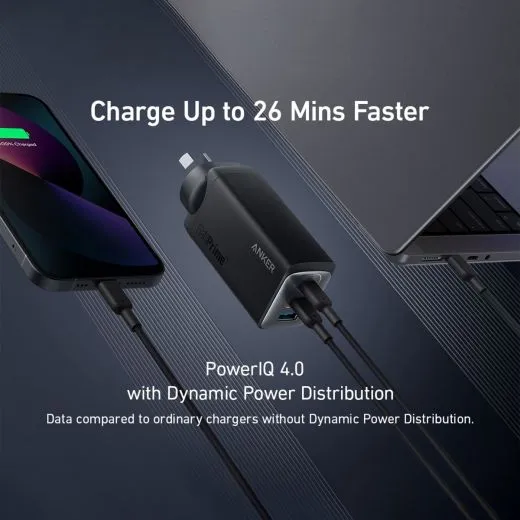 Anker Ganprime 65W 3-Port Wall Charger With Usb-C To Usb-C Cable