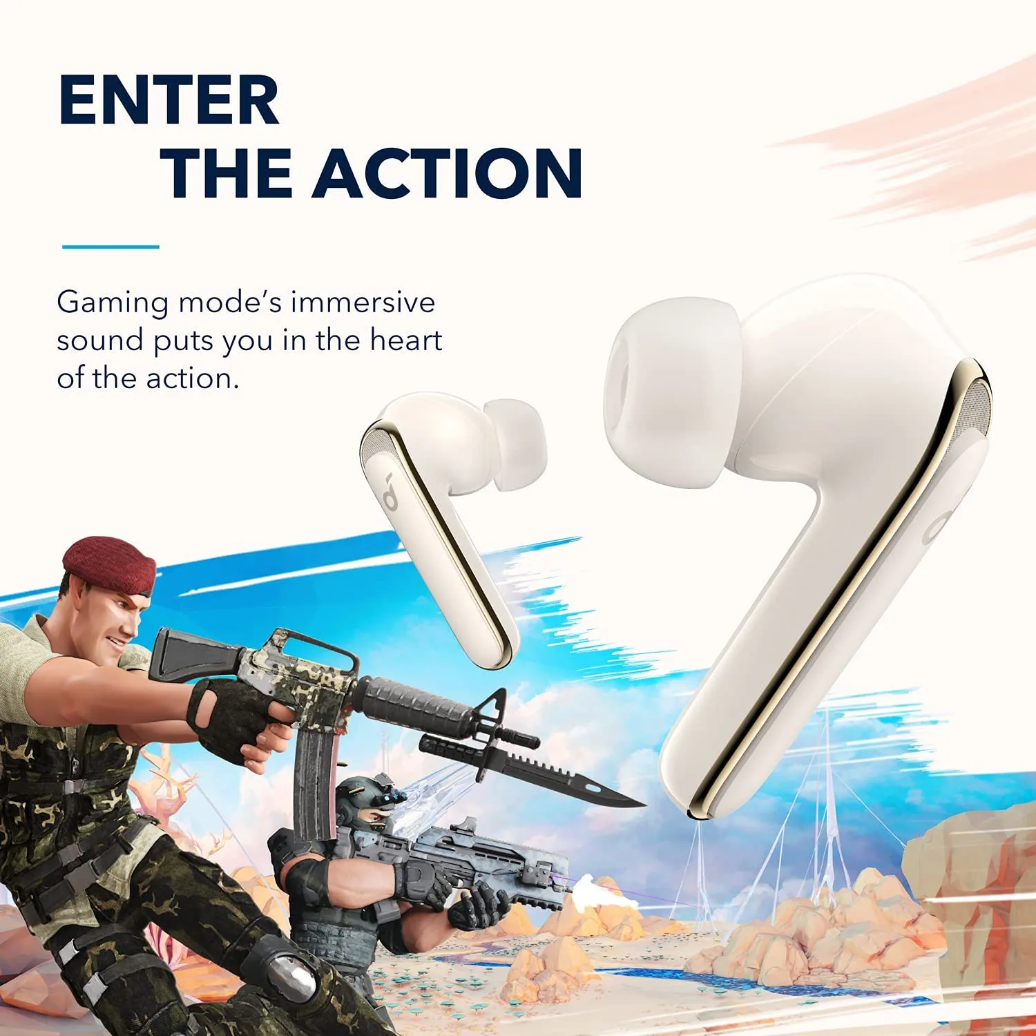 Anker Soundcore Life P3 Noise Cancelling Earbuds, Big Bass, 6 Mics, Clear Calls, Multi Mode Noise Cancelling, Wireless Charging, Soundcore App with Gaming Mode, Sleeping Mode, Find Your Earbuds - Oat White