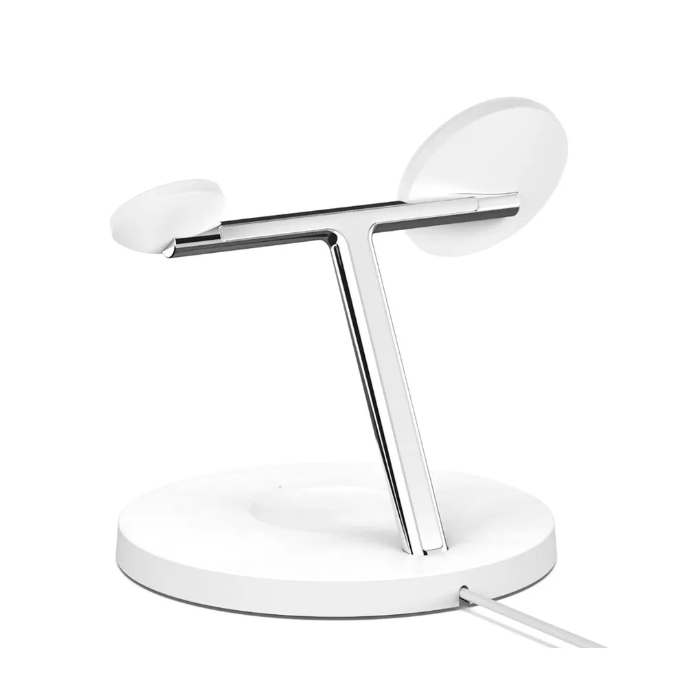 Belkin 15W Magsafe 3 in 1 Magnetic Wireless Charger For iPhone Series 12/13/14/15/16 - White