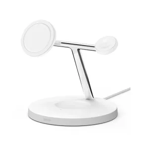 Belkin 15W Magsafe 3 in 1 Magnetic Wireless Charger For iPhone Series 12/13/14/15/16 - White