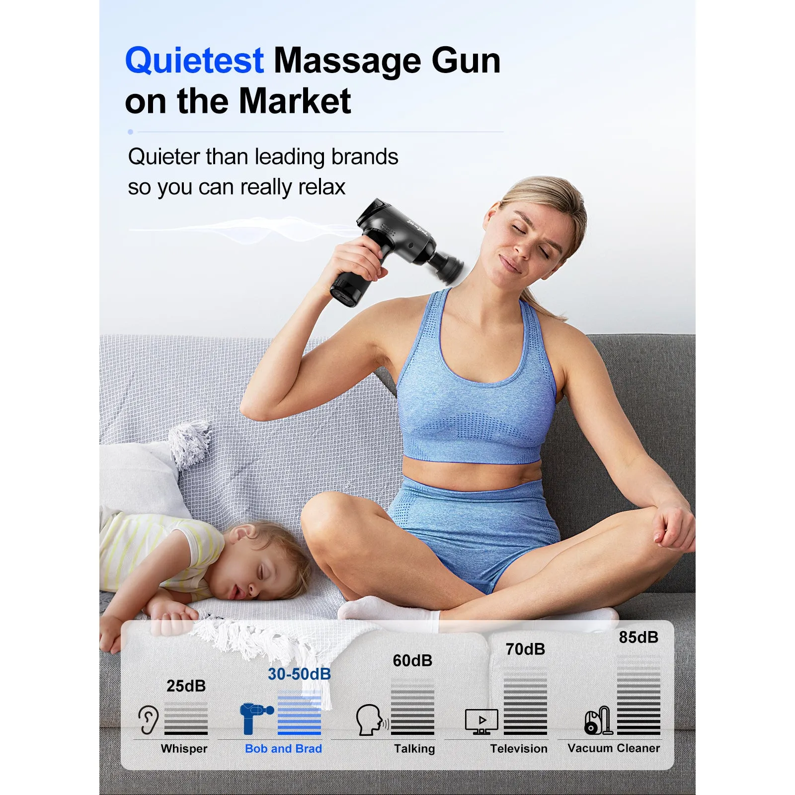 Bob and Brad T2 Percussion Muscle Massage Gun for Athletes Pain Relief Black