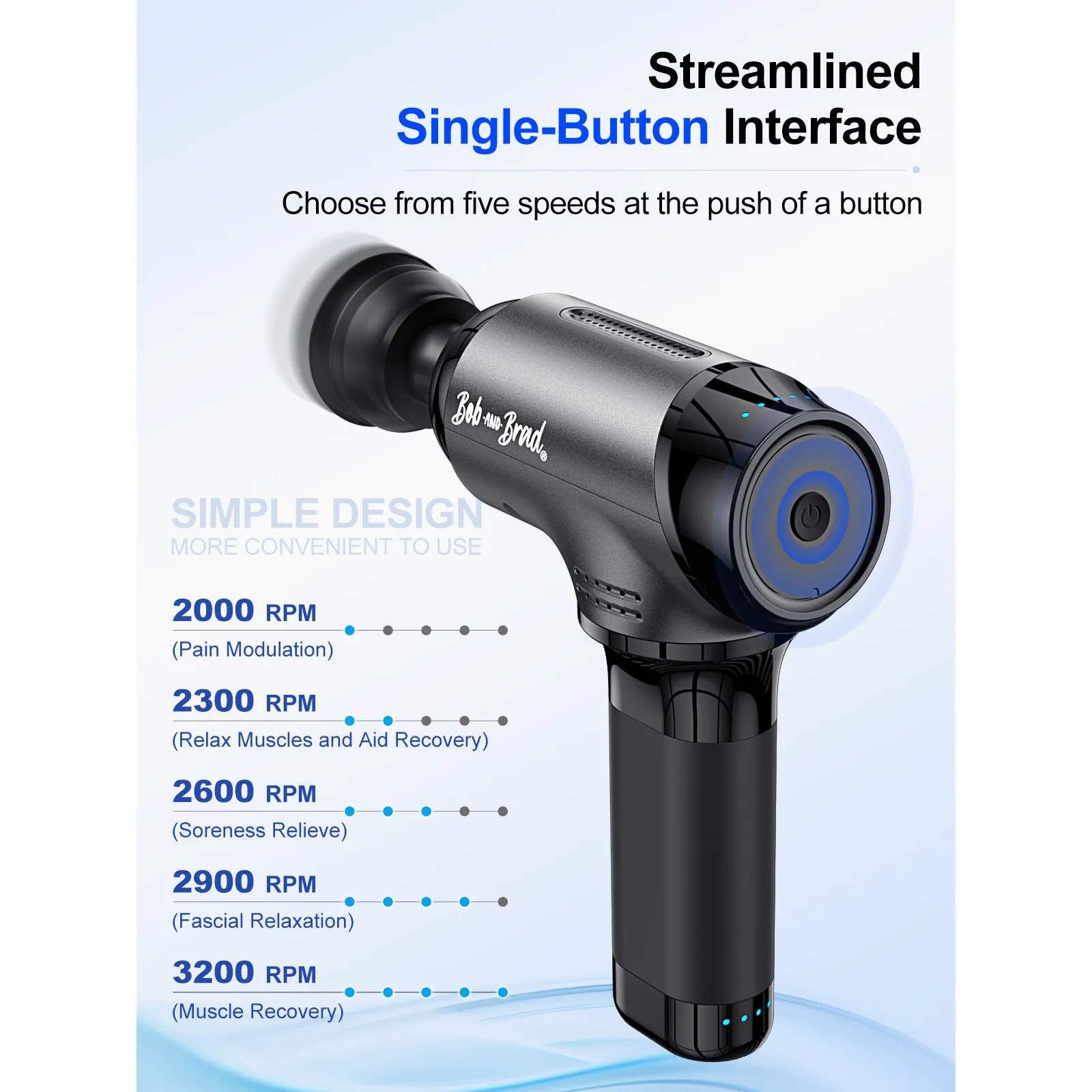 Bob and Brad T2 Percussion Muscle Massage Gun for Athletes Pain Relief Black