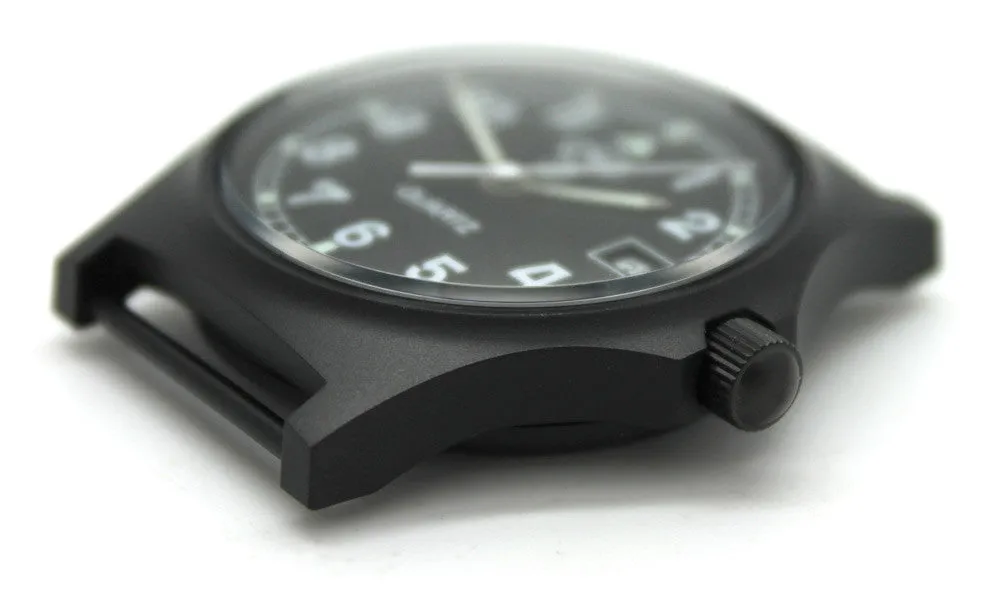 CWC GS Sapphire Watch, Black with Black Dial