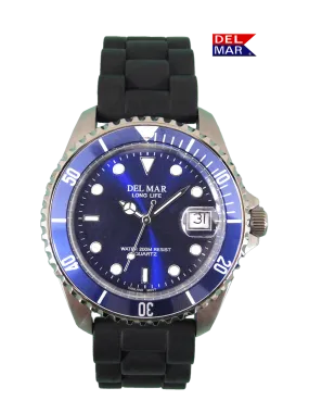 Del Mar Watches Men's and Youth Waffle Weave: Blue Face and Bezel, 43mm, 200m Water Resistant #50504