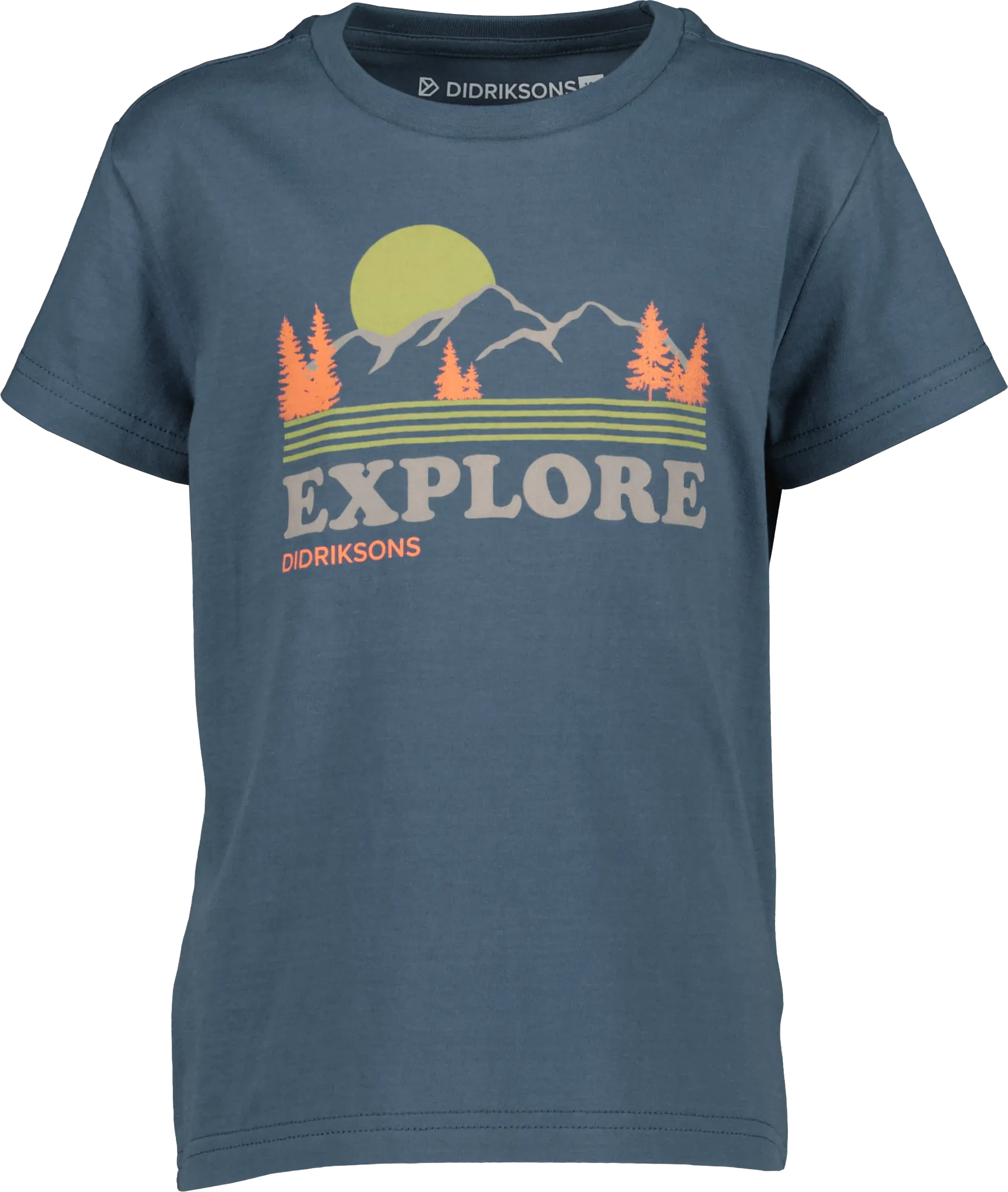 Didriksons Kids&#x27; Mynta Logo T-shirt Explore Bigger True Blue | Buy Didriksons Kids&#x27; Mynta Logo T-shirt Explore Bigger True Blue here | Outnorth