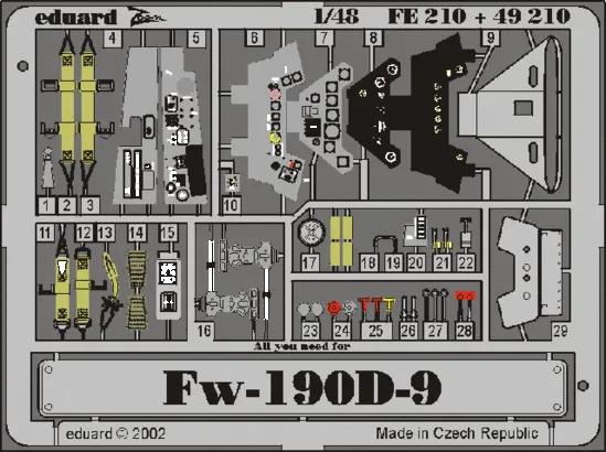 Eduard 49210 1/48 Fw190D-9 Photo-etch set (for Tamiya kit)