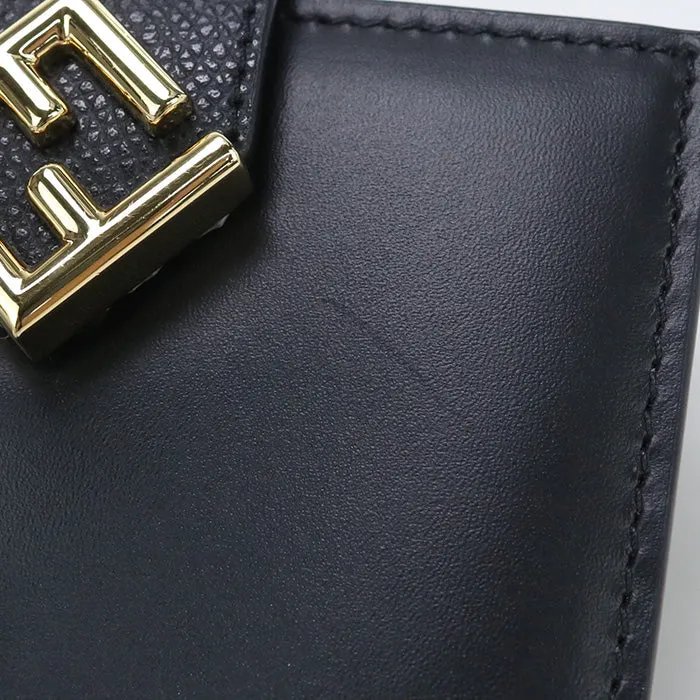 FENDI 8M0386 ALWA Bi-fold wallet FF Diamond Compact wallet Calf leather black Women