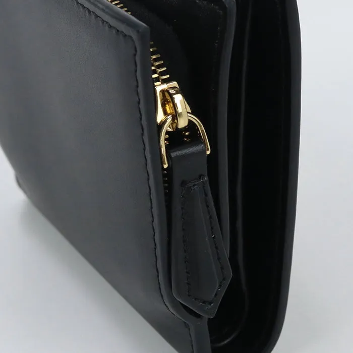 FENDI 8M0386 ALWA Bi-fold wallet FF Diamond Compact wallet Calf leather black Women