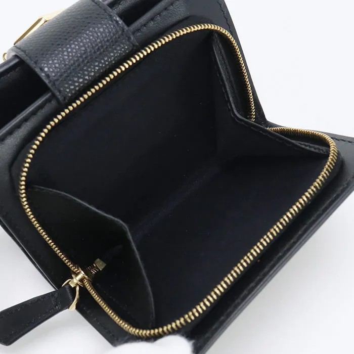 FENDI 8M0386 ALWA Bi-fold wallet FF Diamond Compact wallet Calf leather black Women