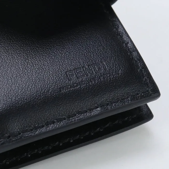 FENDI 8M0386 ALWA Bi-fold wallet FF Diamond Compact wallet Calf leather black Women