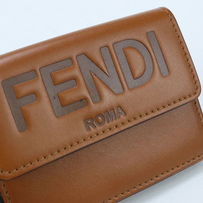 FENDI 8M0395 AAYZ F0QVK Tri-fold wallet  Fendi Rome Micro Compact Wallet Calf leather Brown Women(unisex)