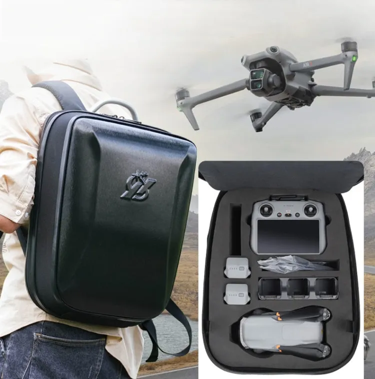 For DJI AIR 3 Hard Shell Storage Bag Portable Protective Backpack(Black)