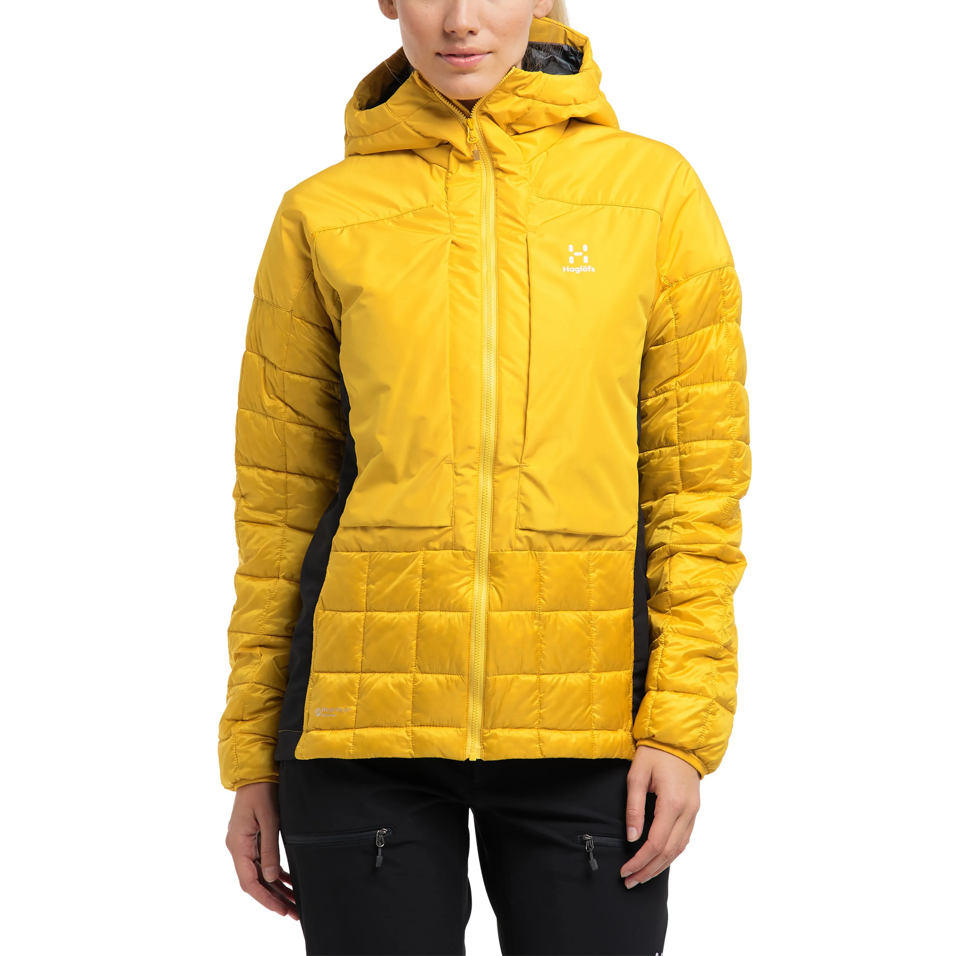 Haglöfs Nordic Mimic Hood Women Pumpkin Yellow/True Black | Buy Haglöfs Nordic Mimic Hood Women Pumpkin Yellow/True Black here | Outnorth