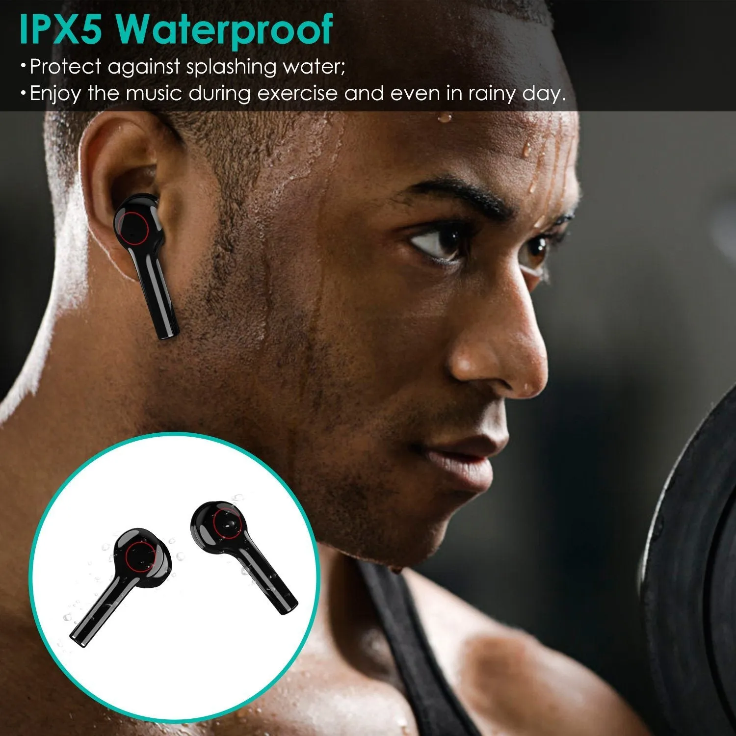 IPX5 Waterproof Wireless 5.0 TWS Earbuds Wireless Headset with Mic
