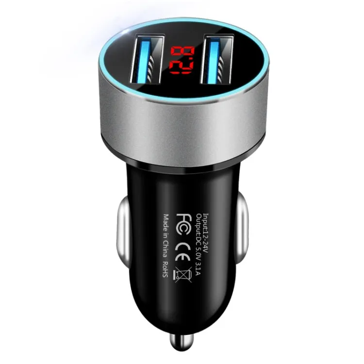 JMG-C016A 5V 3.1A Car Dual USB Charger with LED Display