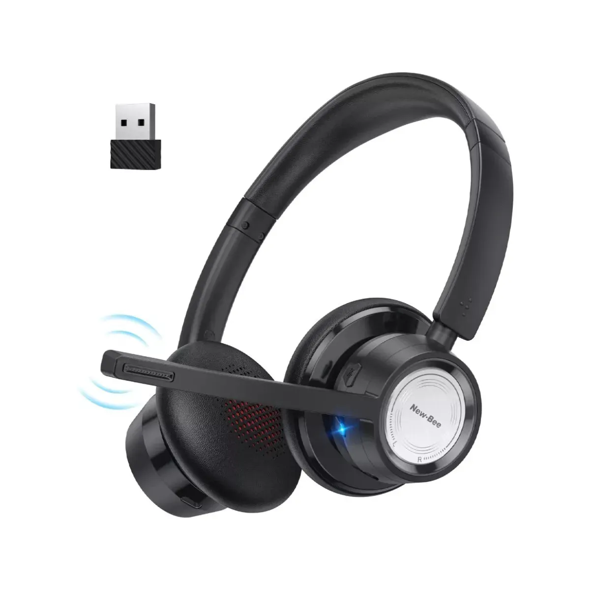 New Bee BH58 Wireless Office Headset - Noise-Canceling Bluetooth (Black)
