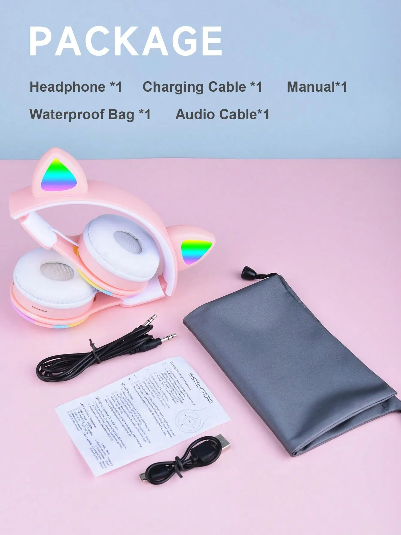 Over Ear Headphones With Led Lights, Cheap Gift, Scalable, Foldable, Wifi Deep Bass, Wireless