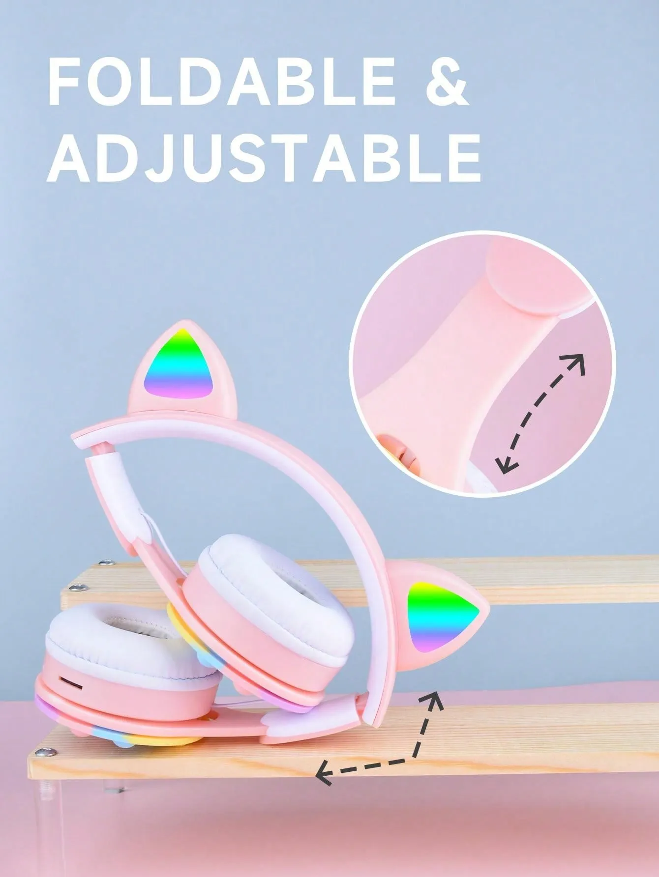 Over Ear Headphones With Led Lights, Cheap Gift, Scalable, Foldable, Wifi Deep Bass, Wireless