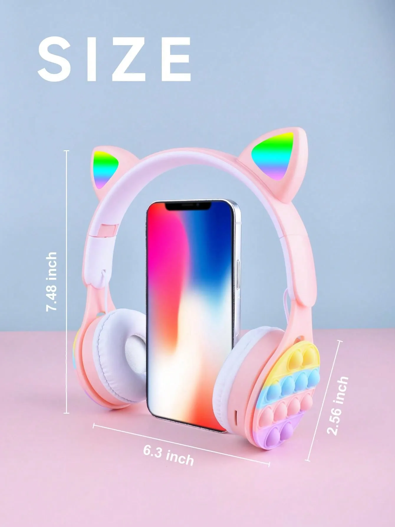 Over Ear Headphones With Led Lights, Cheap Gift, Scalable, Foldable, Wifi Deep Bass, Wireless