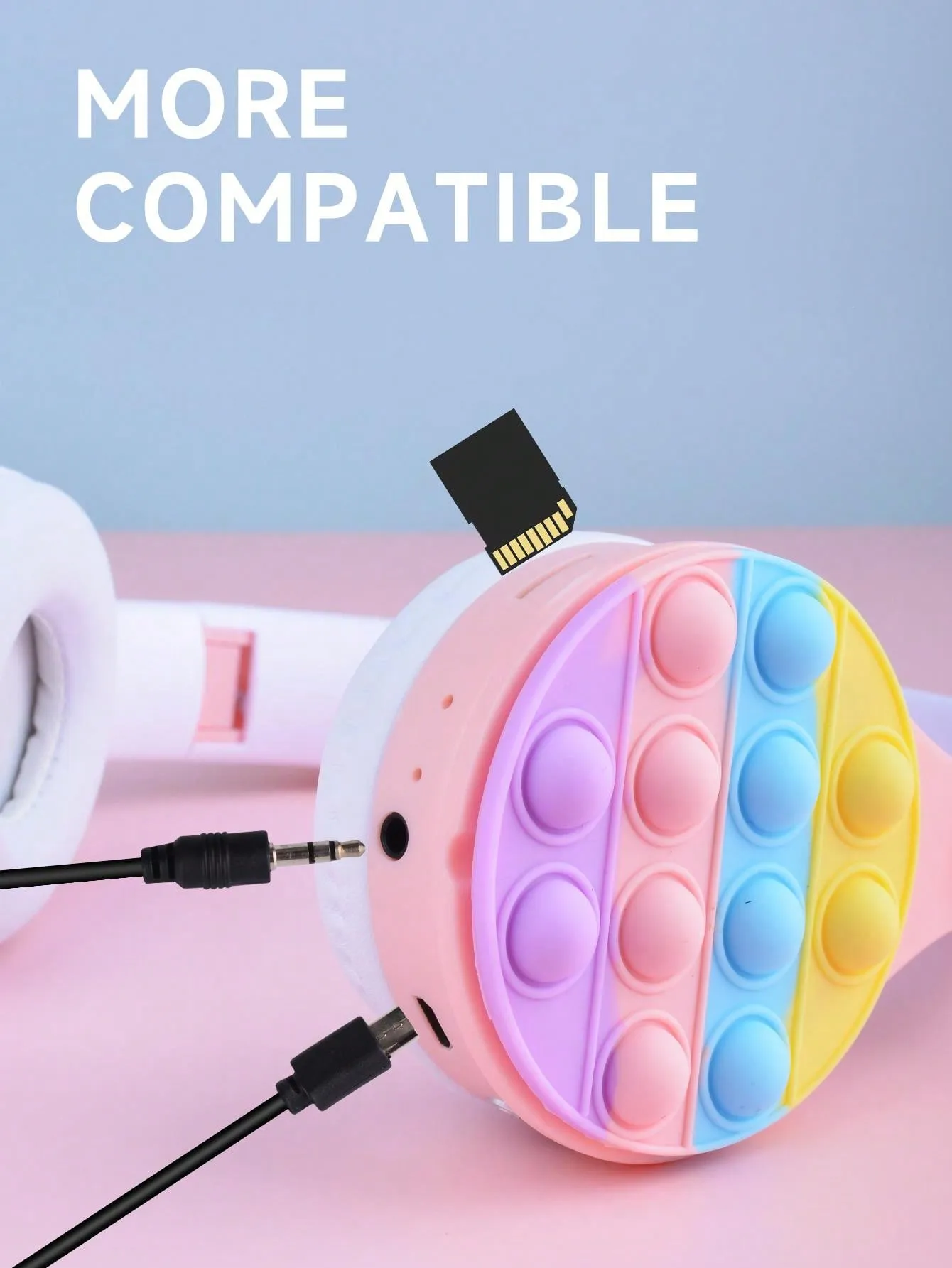 Over Ear Headphones With Led Lights, Cheap Gift, Scalable, Foldable, Wifi Deep Bass, Wireless