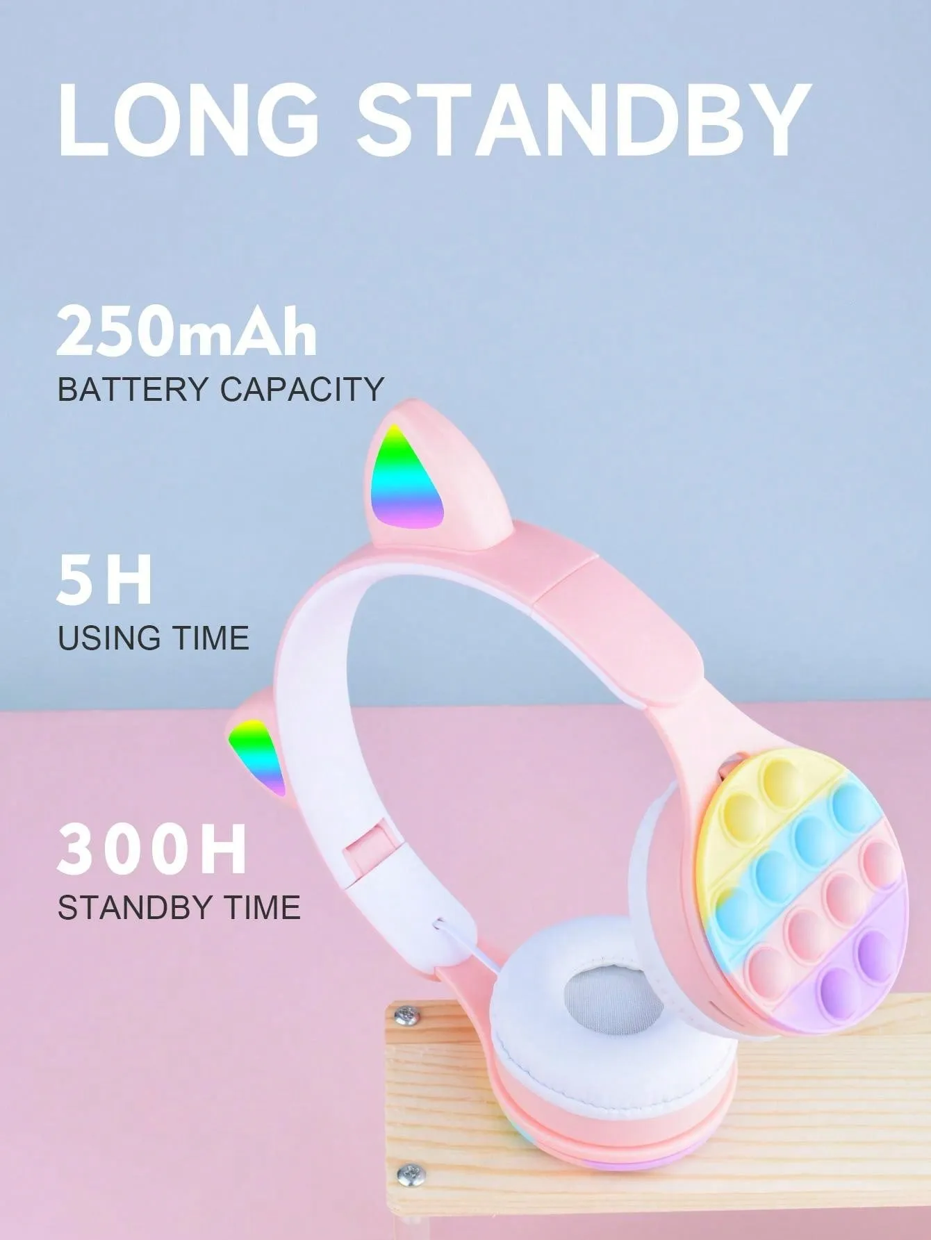 Over Ear Headphones With Led Lights, Cheap Gift, Scalable, Foldable, Wifi Deep Bass, Wireless